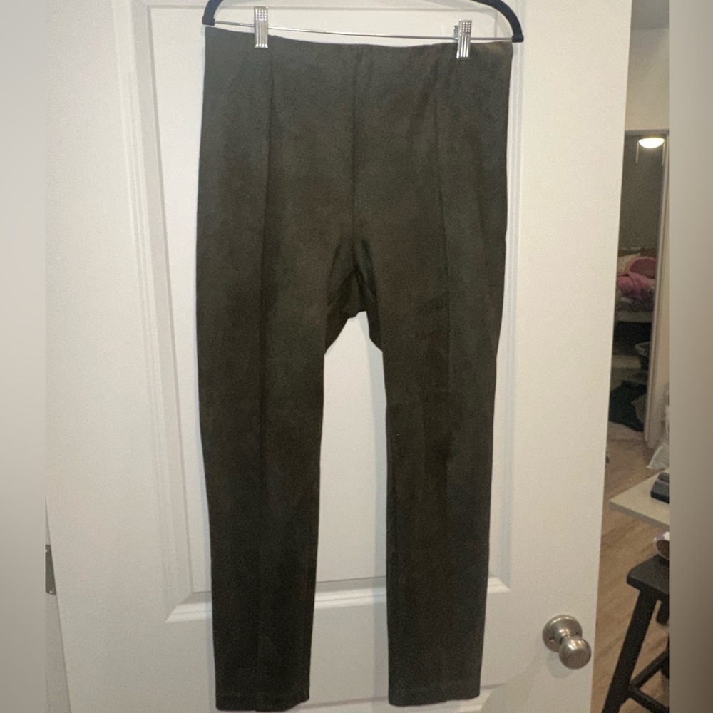 Loft Green faux suede dress pant